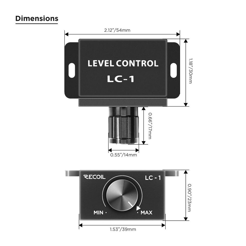 Recoil LC1 Universal RCA Level Controller Car Audio Amplifier Gian Level Bass...