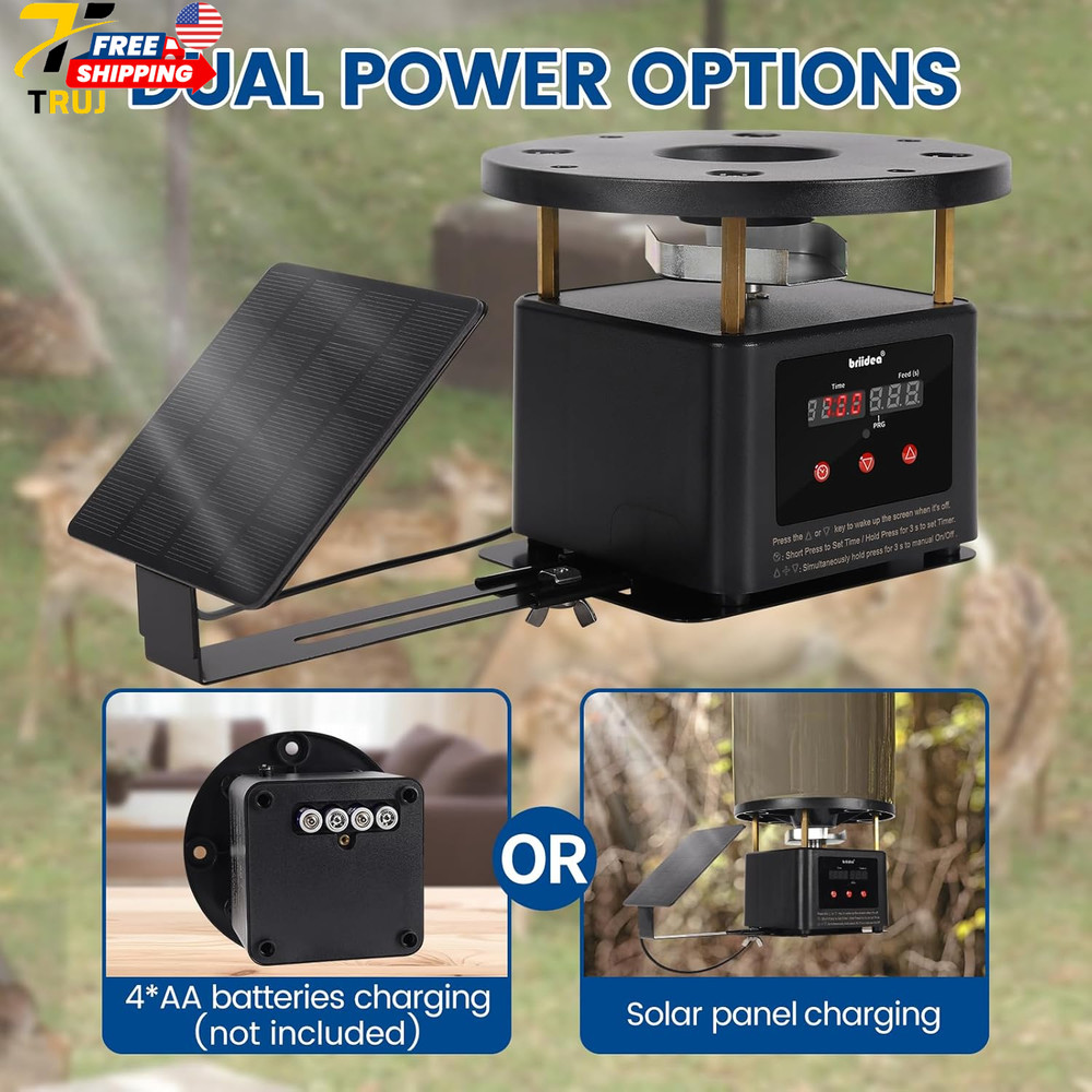 Deer Feeder Timer with Integrated Solar Panel Digital Automatic Metal Spin Plate