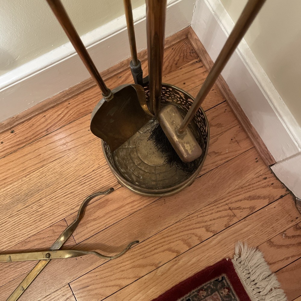 Brass Fireplace Tool Set Five Pieces
