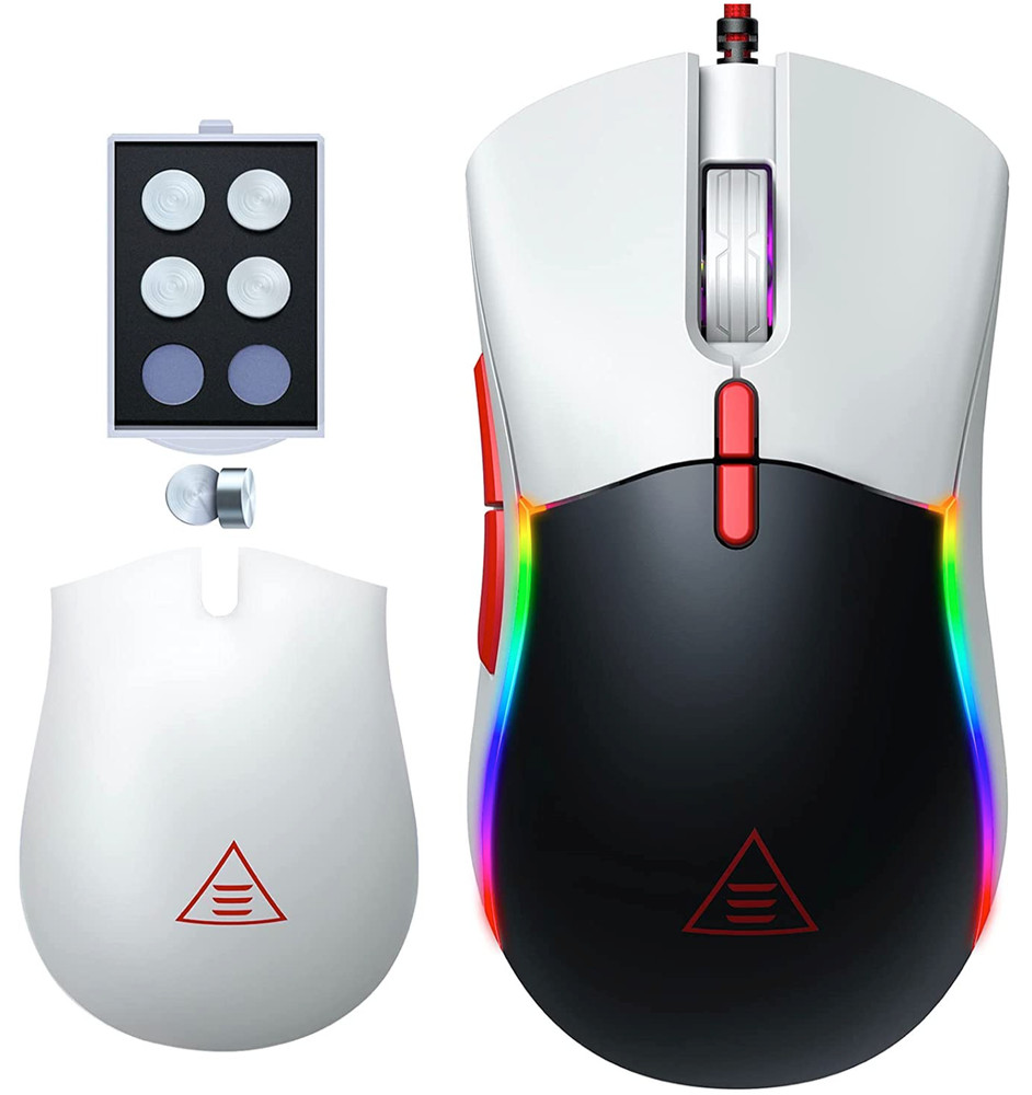 EKSA Gaming Mouse, Customizable Black & White Computer Mouse, Ergonomic Mouse