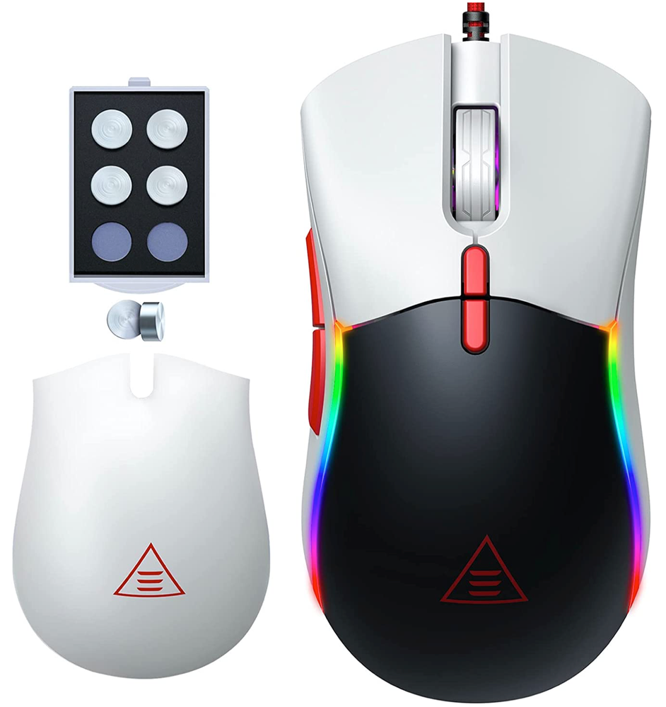 EKSA Gaming Mouse, Customizable Black & White Computer Mouse, Ergonomic Mouse