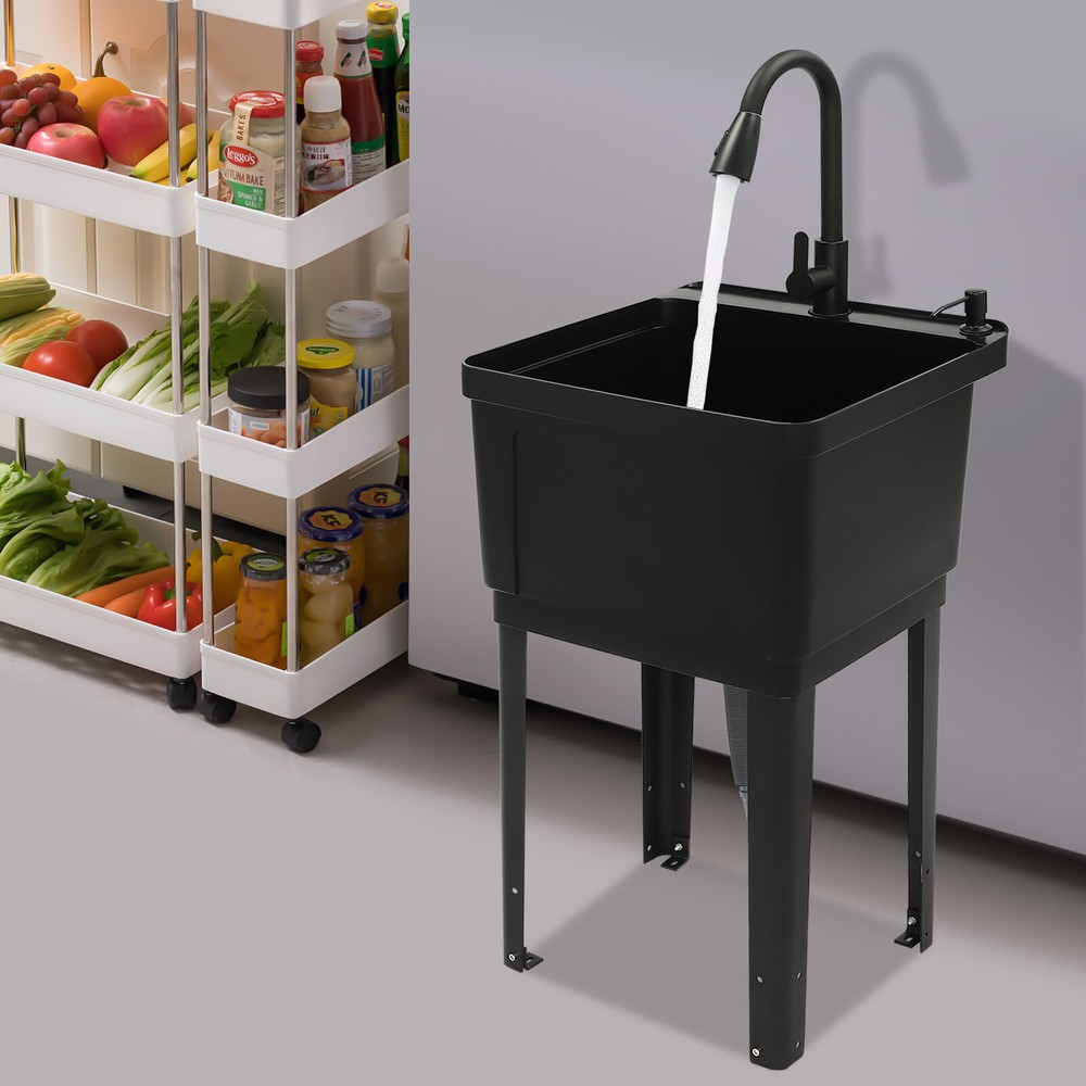 Durable Laundry Sink with Pull-Out Faucet and Spacious Design