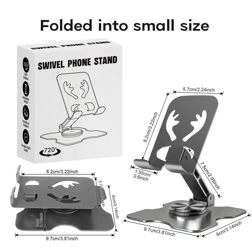 2X Rotating Phone Holder,Fully Adjustable Foldable Desktop Stand Mount for iPad