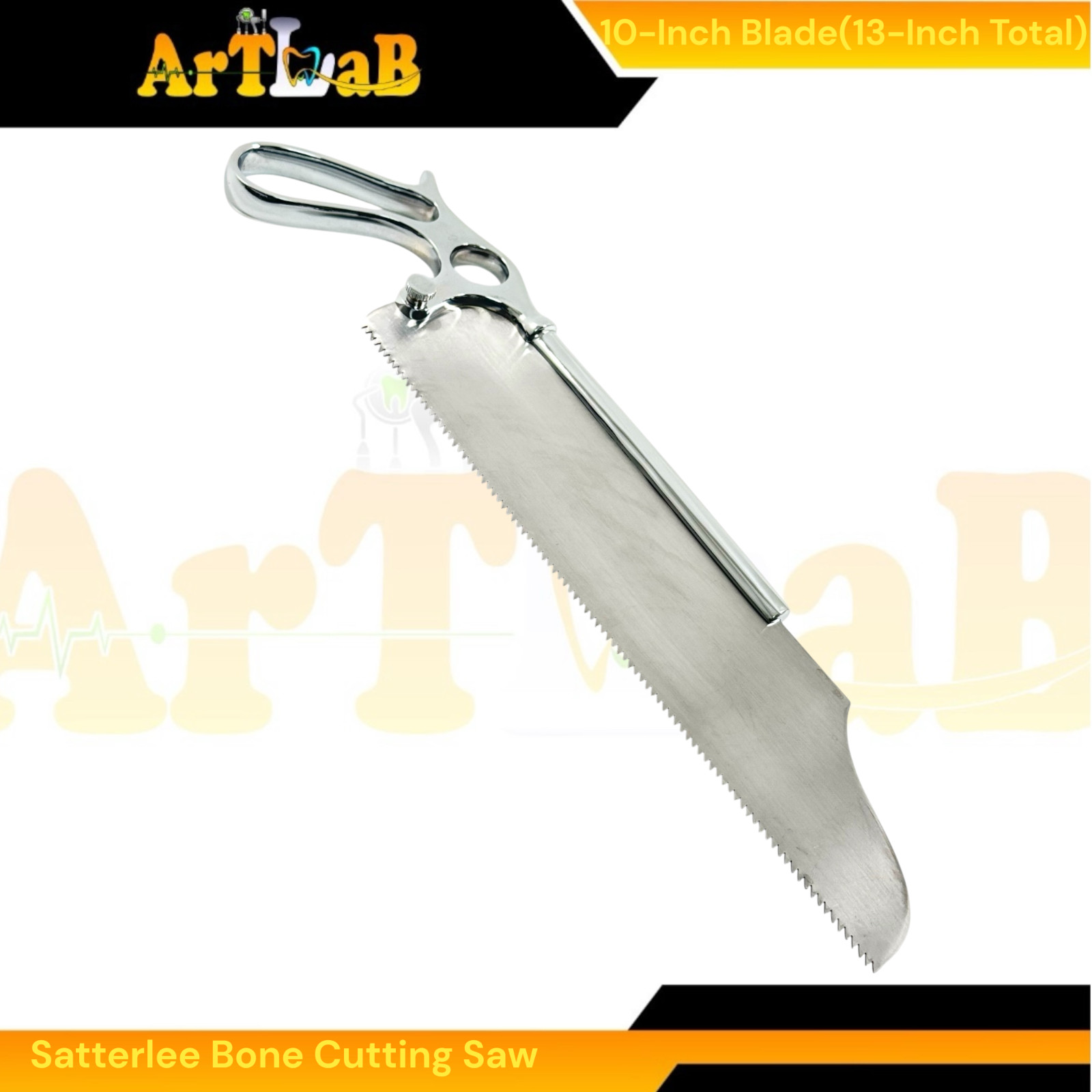 1 Each Satterlee Bone Cutting Saw 13"-10" Blade-Single Handle-Stainless Steel