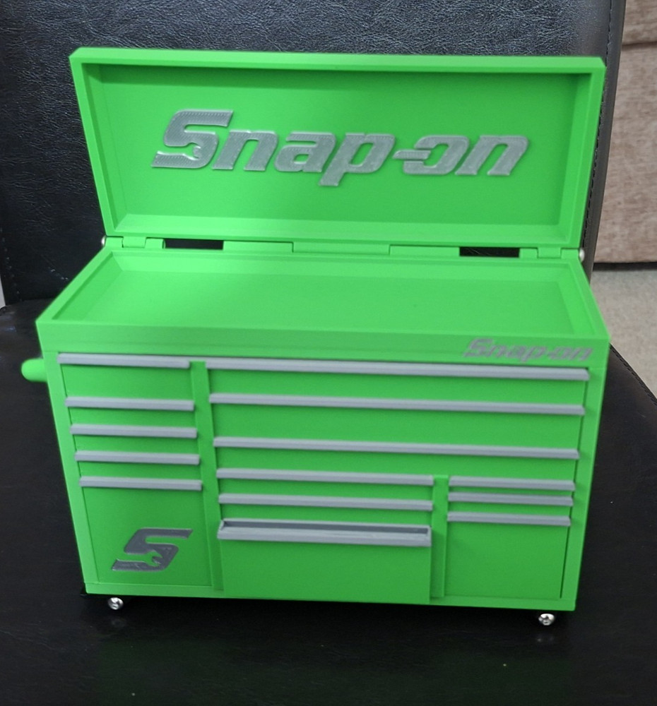 Snap-On Mini High Quality 3D Printed Toolbox (Green) (Silver)
