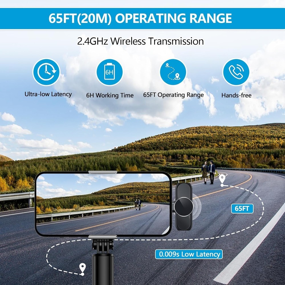 2 Pack Mini Wireless Microphone Type C for Android Phone USB C for Android/Apple