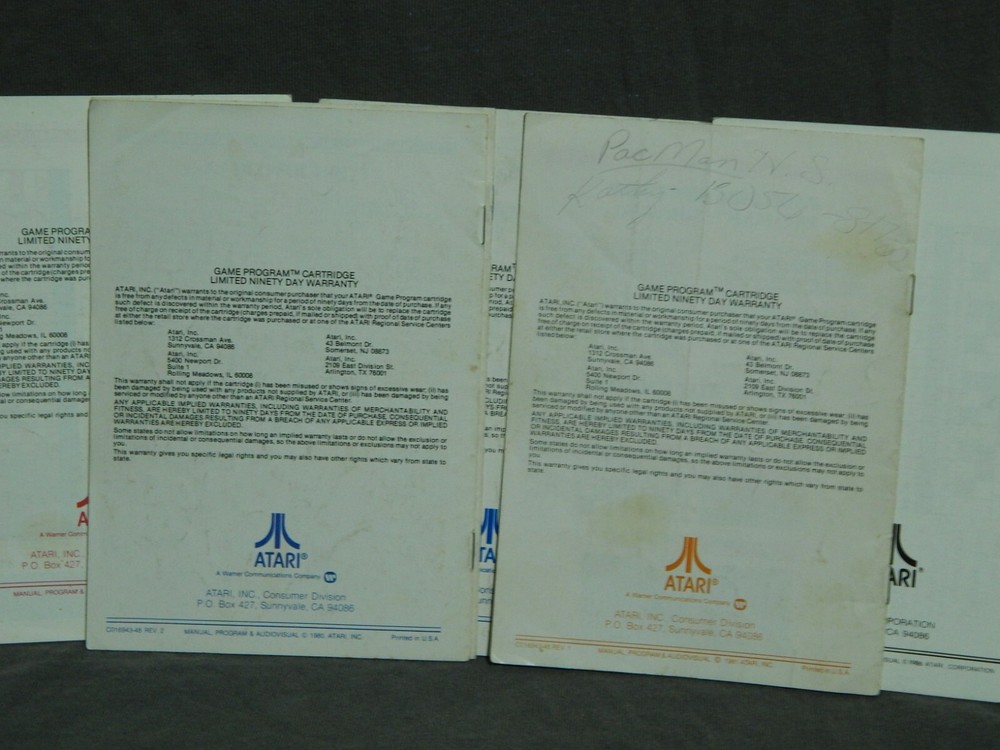 Atari Game Program Instruction Manuals (LOT of 5) Pac-Man + Asteroids +