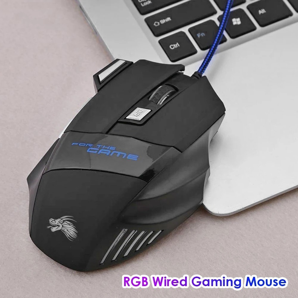Gaming Mouse 7 Button USB Wired LED Breathing Fire Button 5500 DPI Laptop PC