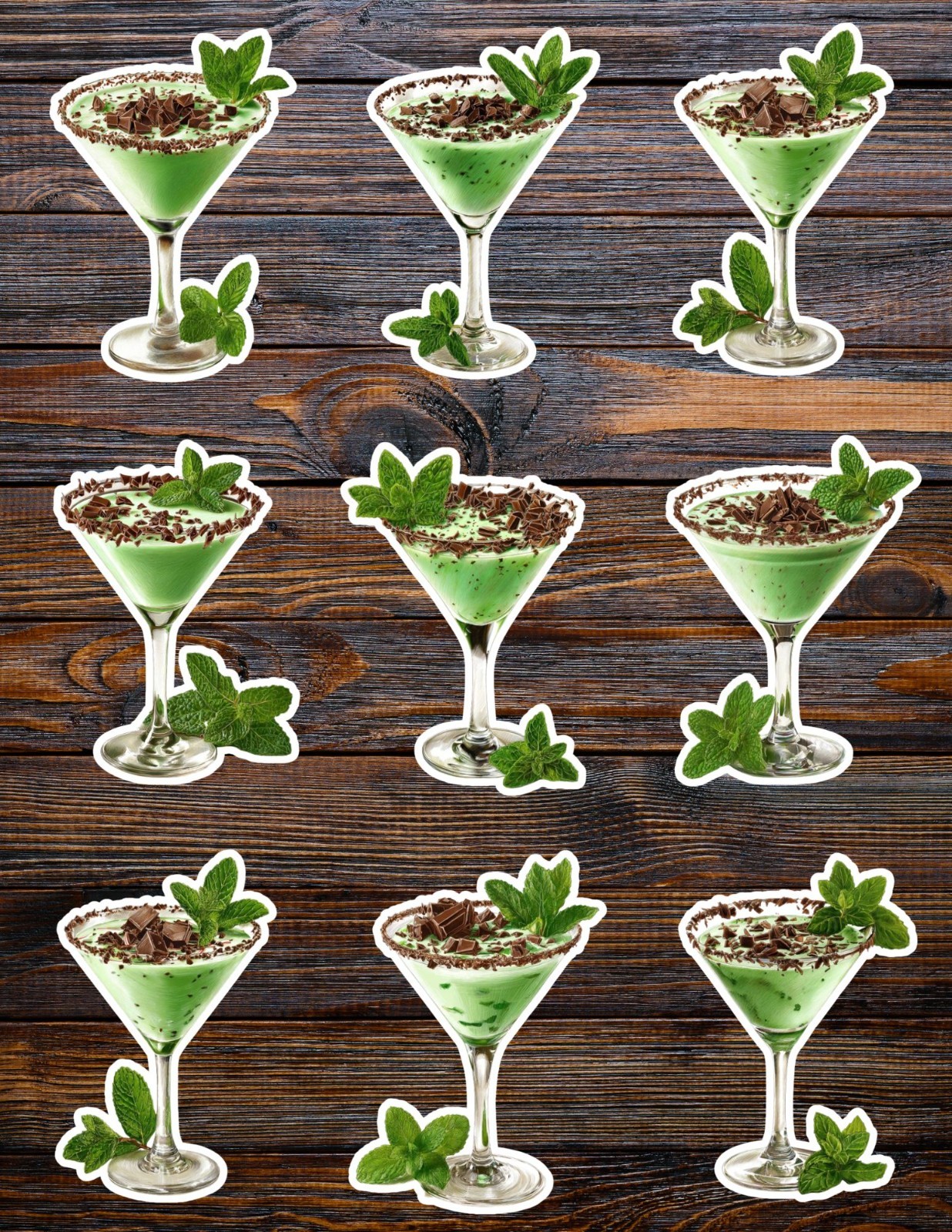 Mint and Chip Martini Die Cut Vinyl Stickers Scrapbooking Laptop Waterbottle