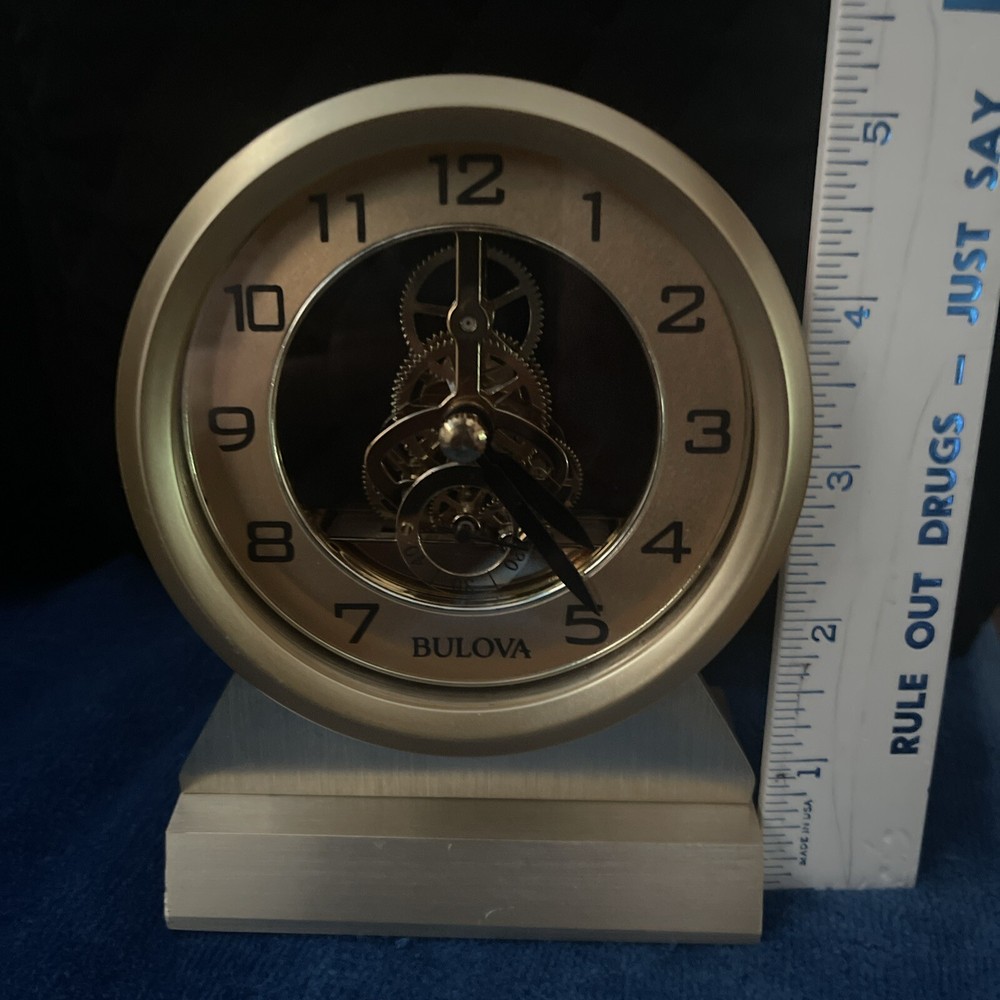 Bulova Golden Eye Tabletop Clock, Brass