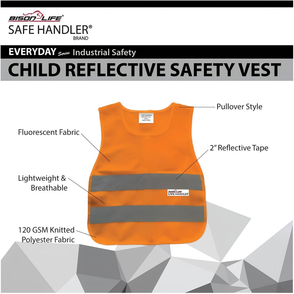 Reflective Safety Vest For Child, Lightweight, Polyester, Orange (2 Pack)