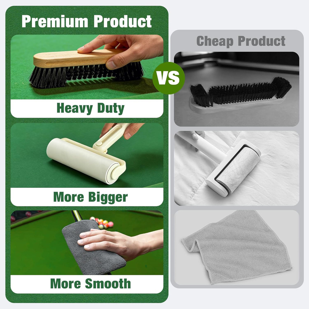 Pool Table Brush Accessories 10 Set，Billiards Pool Table Brush Cleaning Kit with