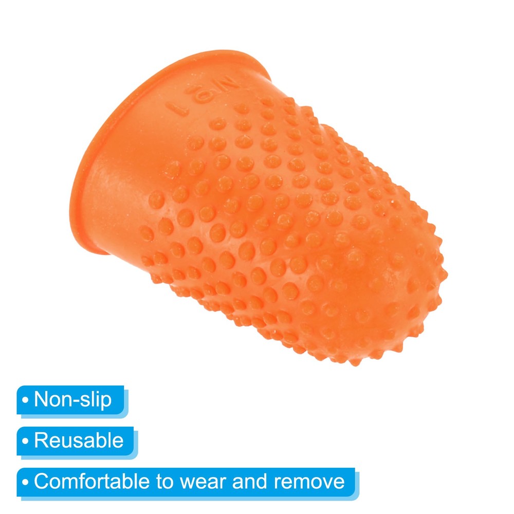 10pc Rubber Finger Tips Thumb Fingertip Protector Thimble Orange Medium Size