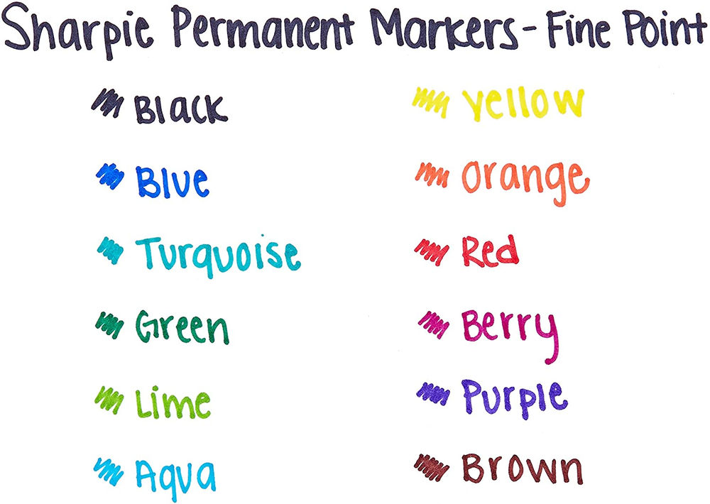 Sharpie Permanent Markers, Fine Point, Blue, 12 Count
