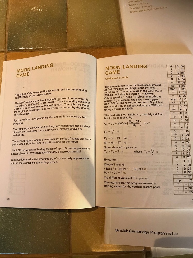 Sinclair Cambridge Programmable Calculator & Program Library books