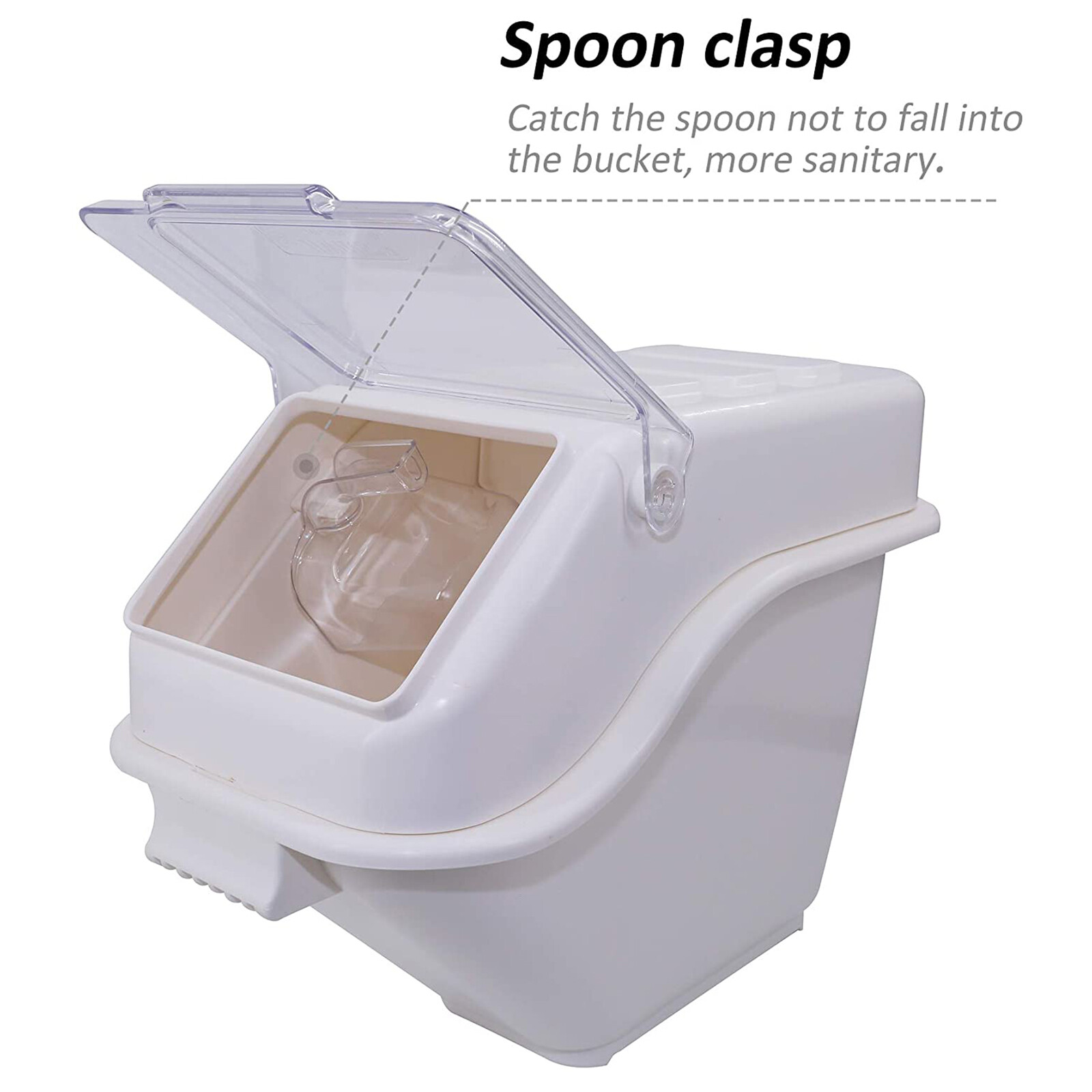 Hakka Self Food Ingredient Bin with Spoon 4.4 Gallon Container Dogs Food Storage
