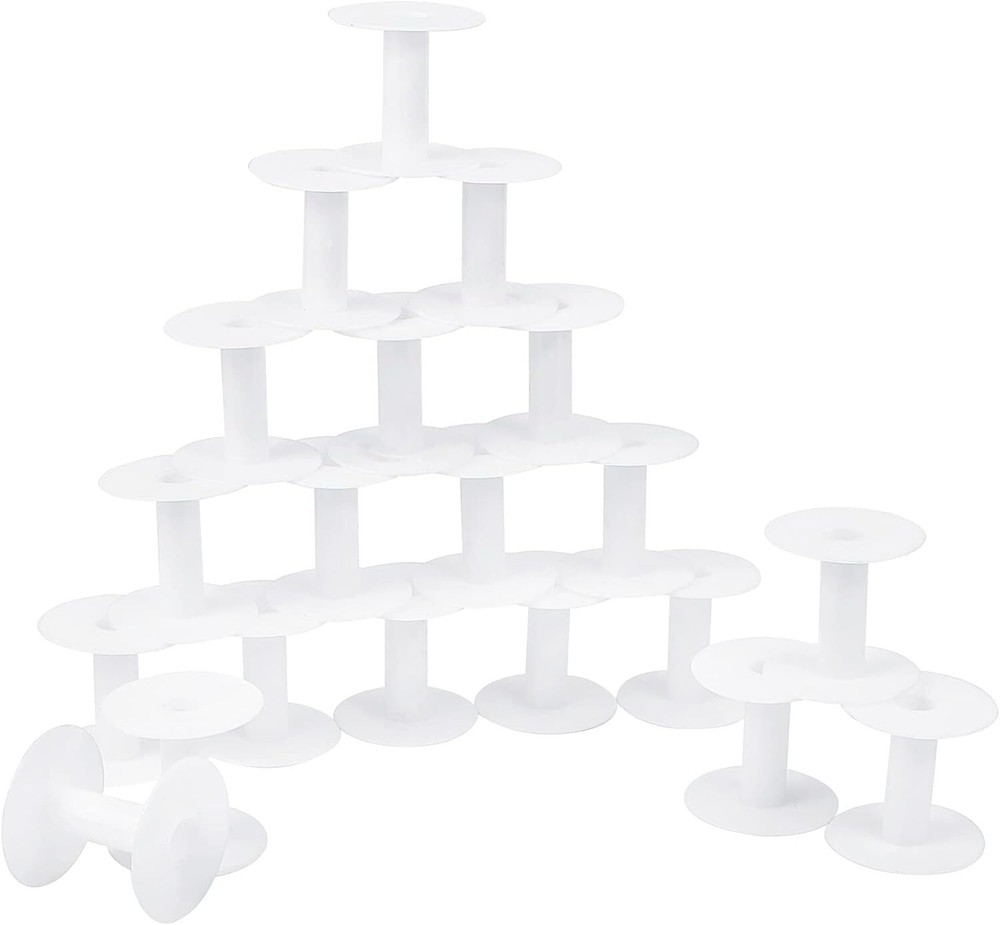 PH Pandahall 20 Packs Small Empty Spools White Plastic Spools Wire Weaving Bobbi