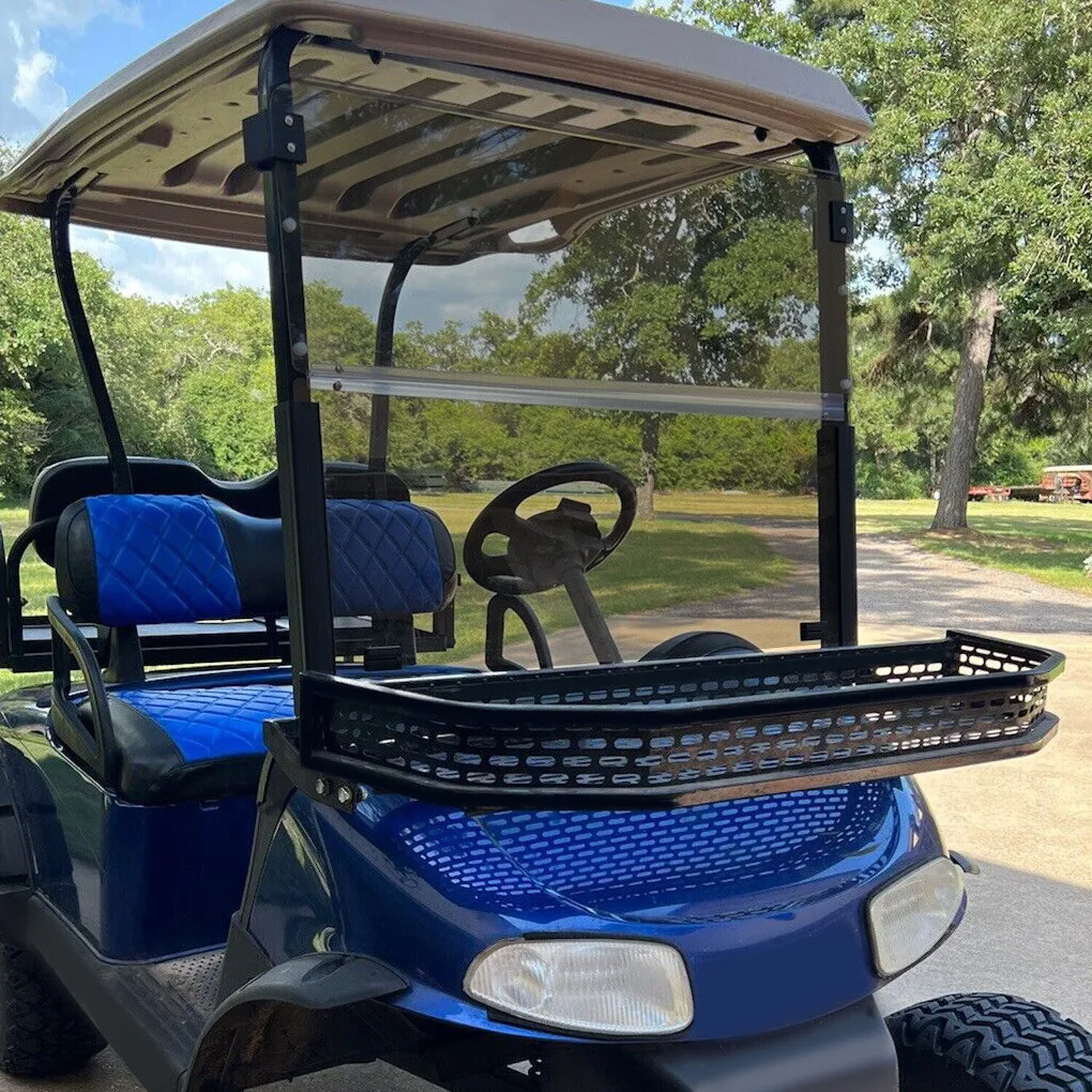 Golf Cart Tinted Polycarbonate Folding Windshield Windscreen For EZGO RXV 08-UP