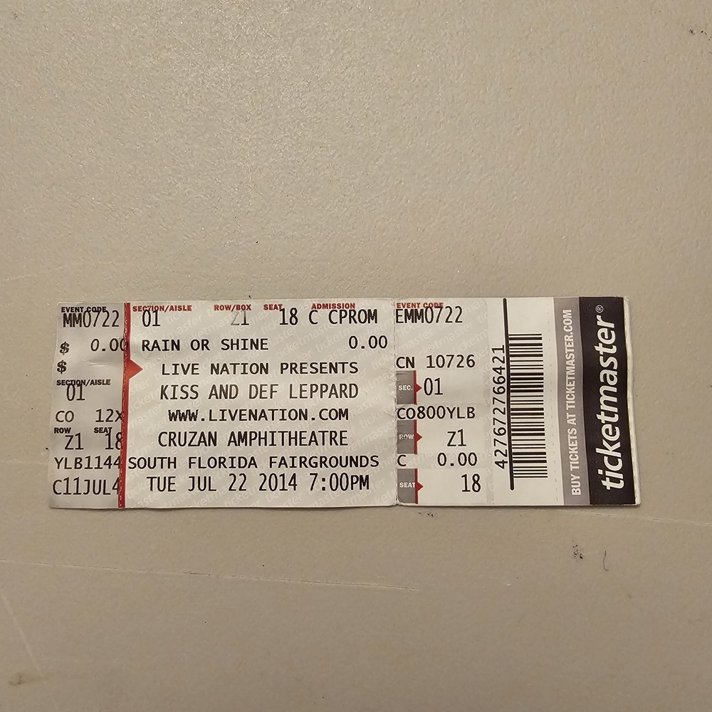Kiss / Def Leppard July 22, 2014 Full Ticket