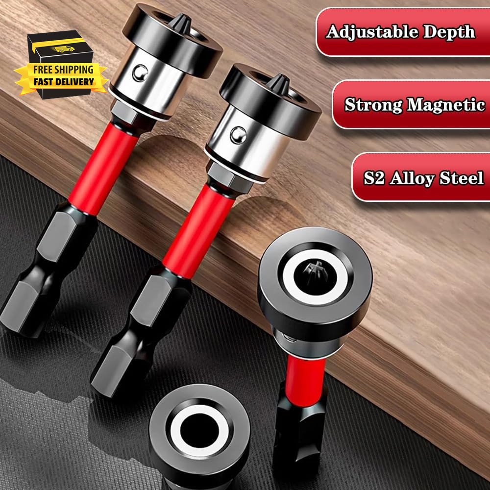 5Pcs Drywall Screw Setter, Magnetic Positioning Screwdriver Bits PH2 Bits, 1/4"