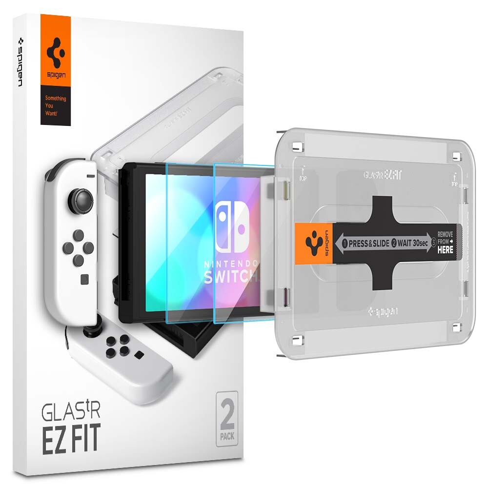 Nintendo Switch OLED Glass Screen Protector | Spigen  EZ FIT GLAStR Slim