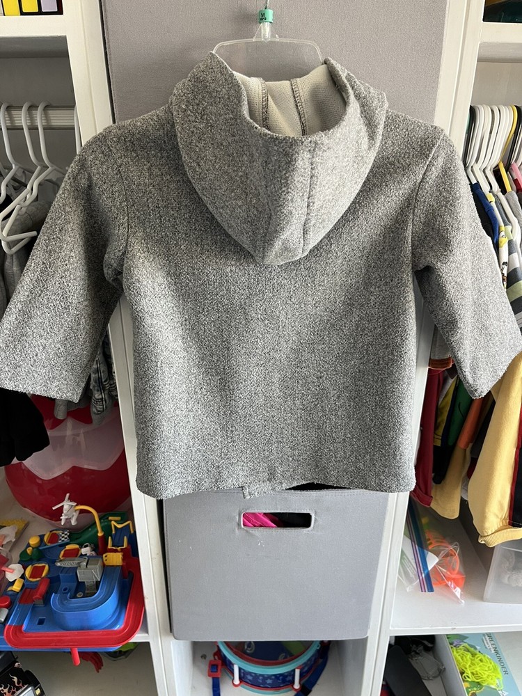 Boy Coat Size 3 Gray Open Front Hoodie