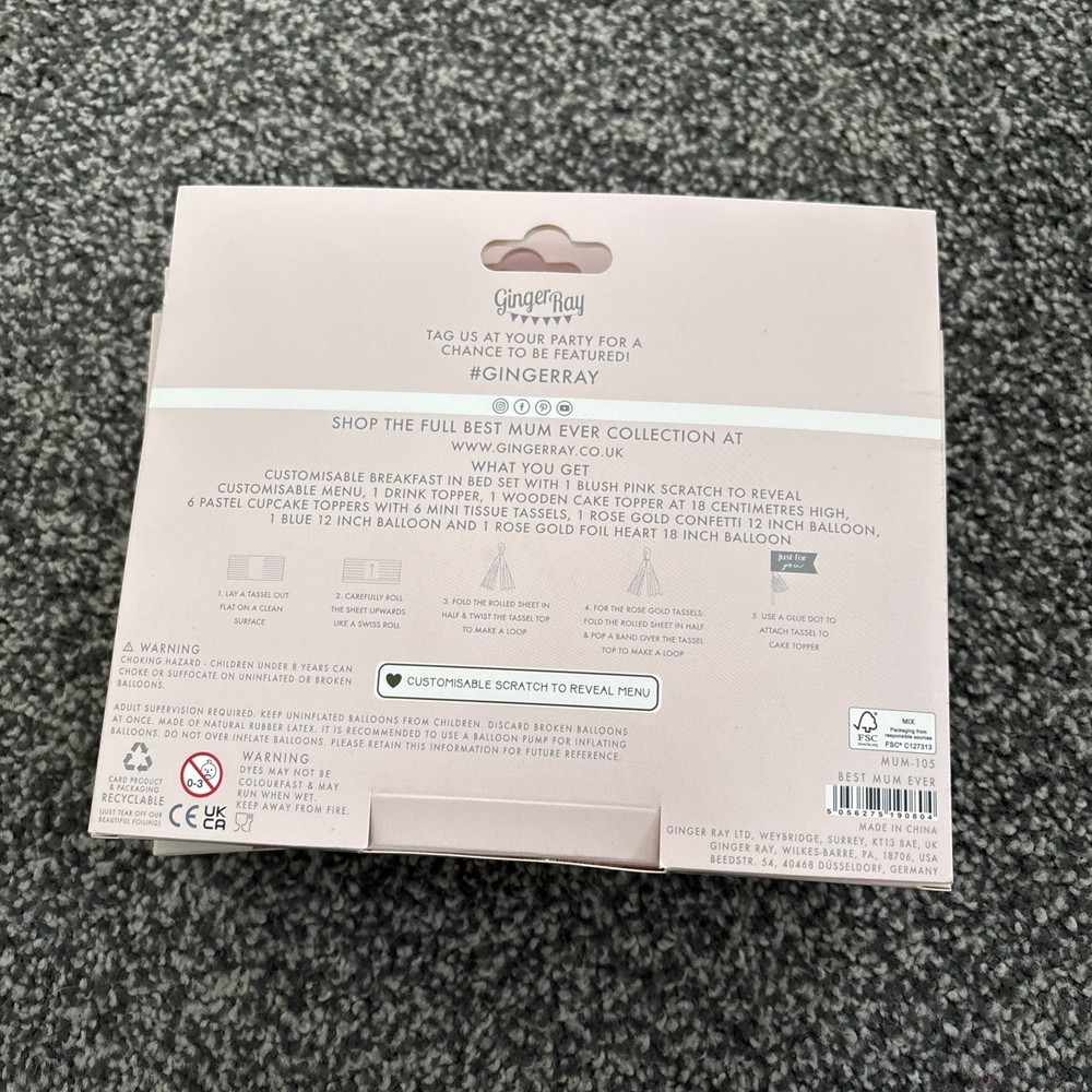 Brand New Ginger Ray Customisable Breakfast In Bed Set