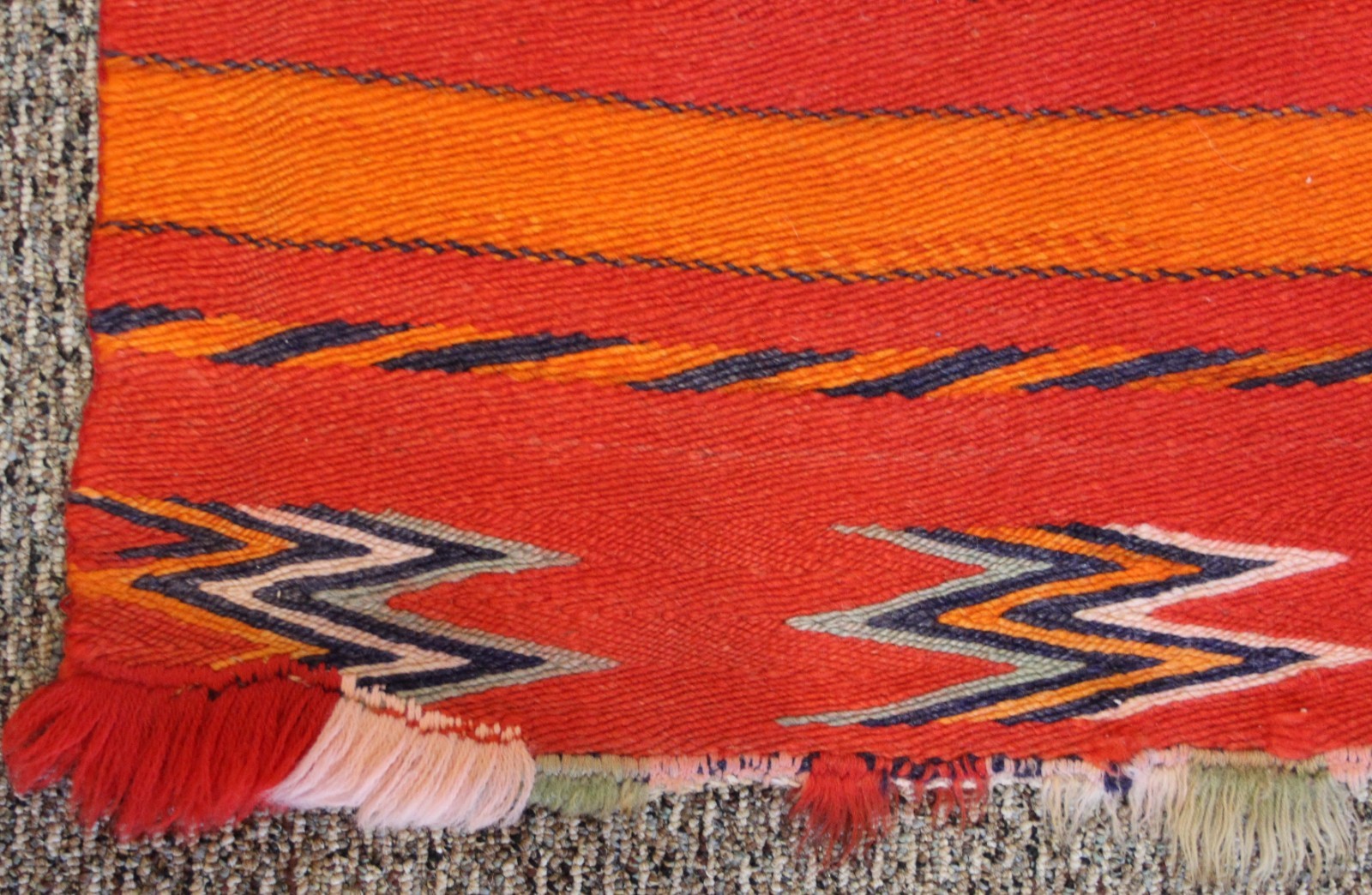 Vintage Late Classic Navajo Sunday Saddle Blanket with Wedge Weave Feeling Twill