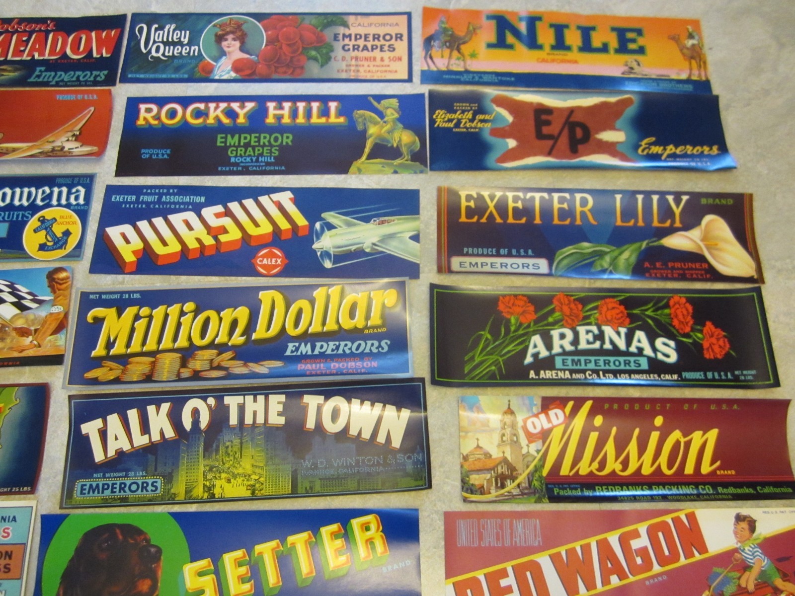 Lot of 40 Old Vintage - CALIFORNIA GRAPE - Crate LABELS - ALL DIFFERENT - Grapes