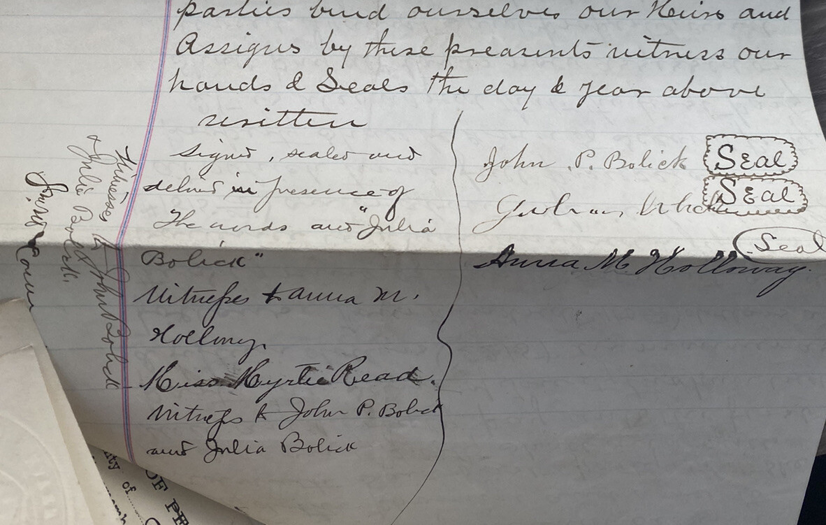 19th Century 1891 Articles of Agreement Clinton Cty PA Summit Cty Ohio, Woman