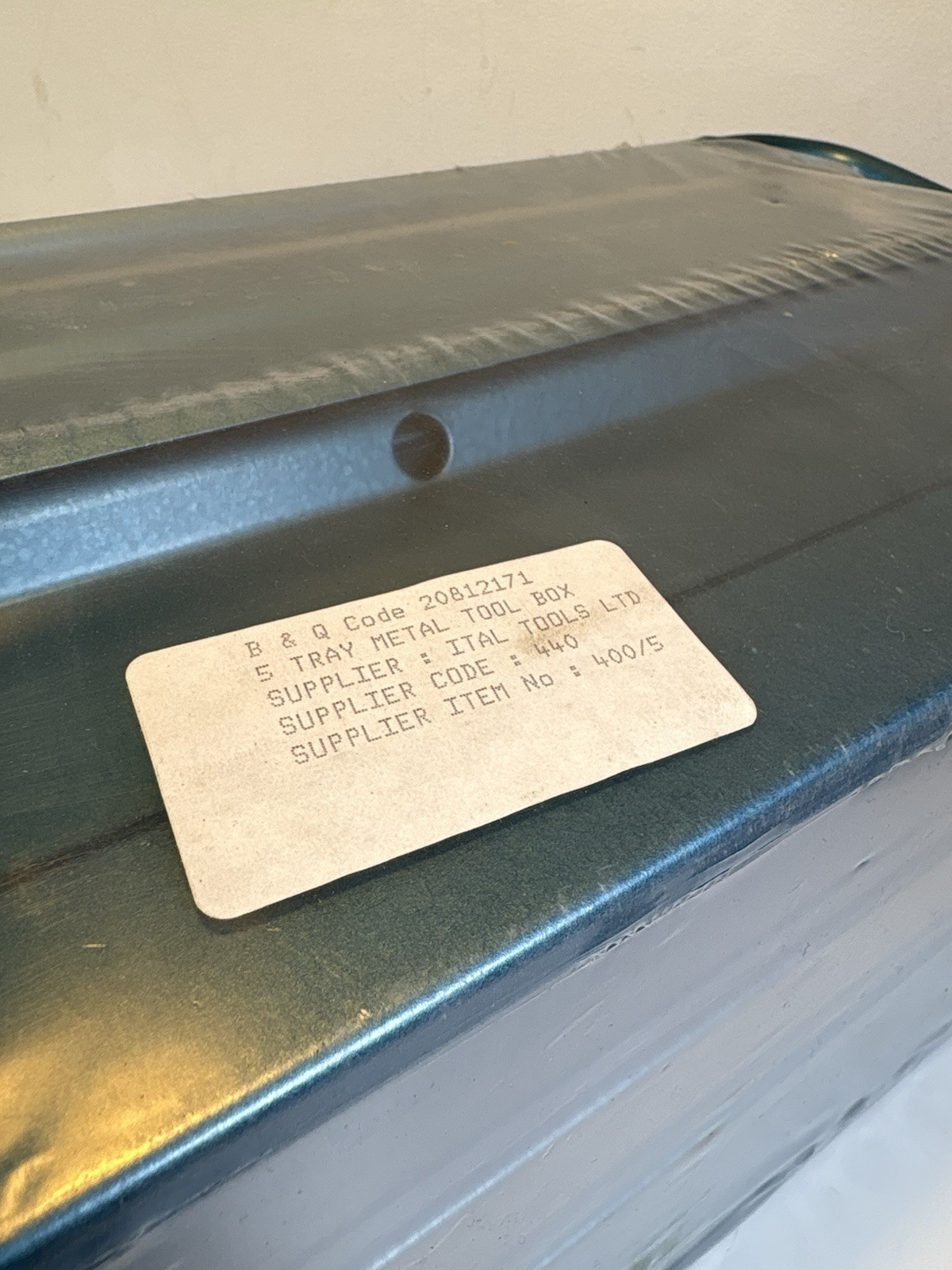 Ital Metal Cantilever Toolbox in Petrol Blue Vintage Unopened Old New Stock 440