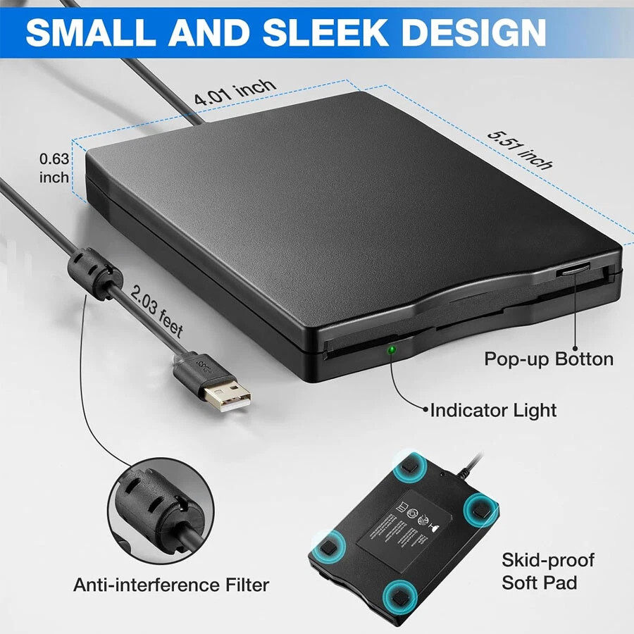 Floppy Disk Reader 1.44Mb USB Floppy Disk Drive/Player/Converter External 3.5