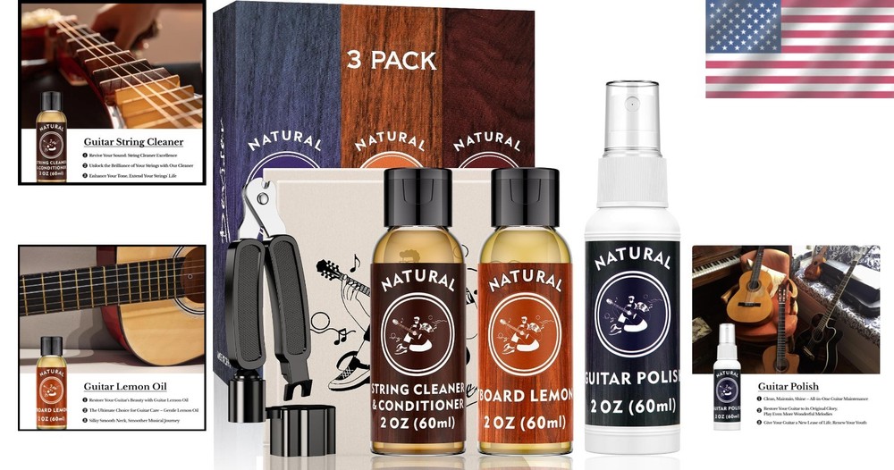 Professional Guitar Maintenance Bundle: Deviser Polish, Oil, Winder, Cleaner