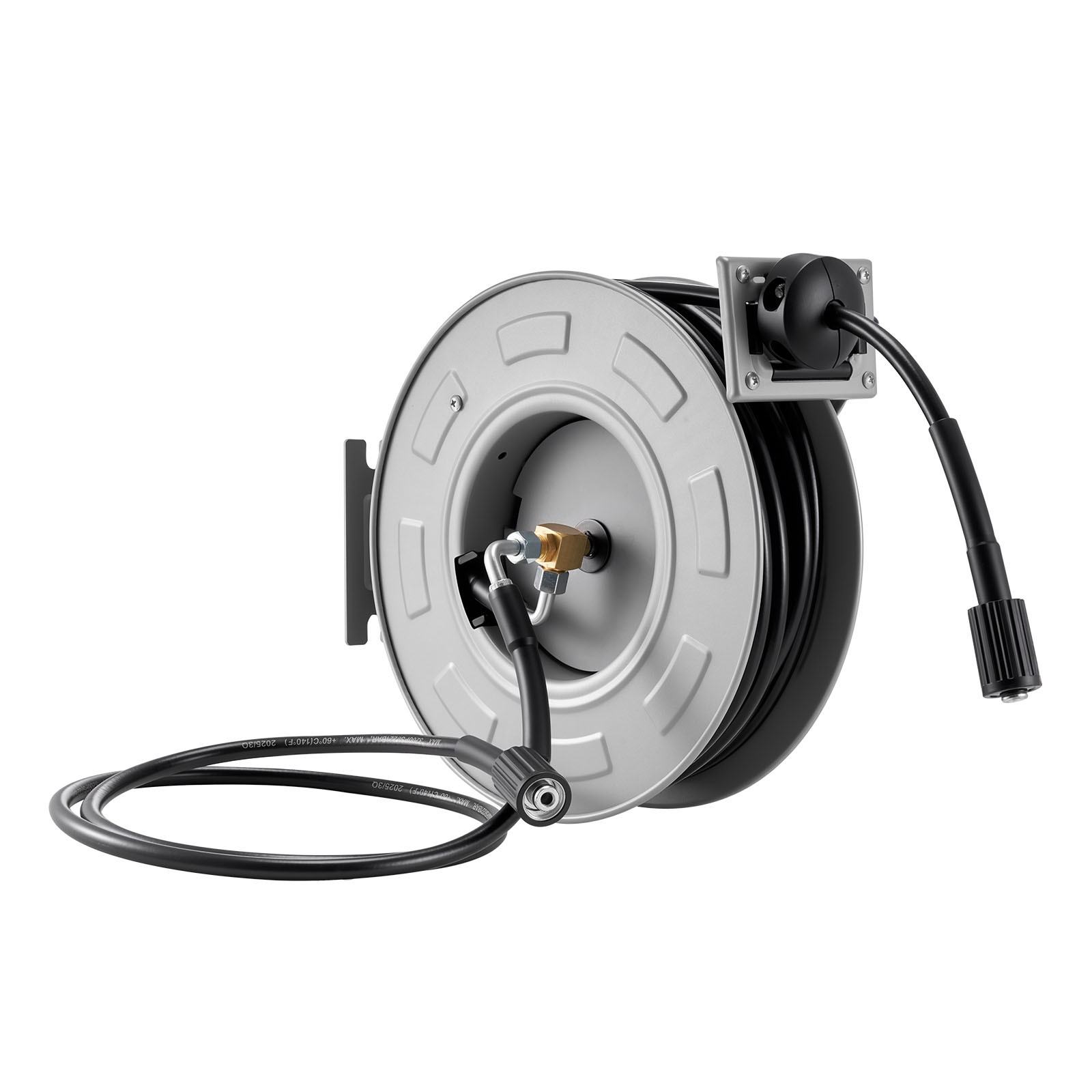 VEVOR Pressure Washer Hose Reel 65ft x 1/4in Retractable 3200PSI Auto-Rewinding