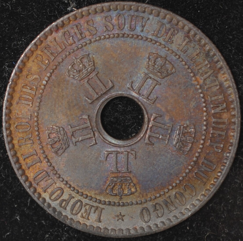 1888/7 Congo Free State 5 Centimes AU