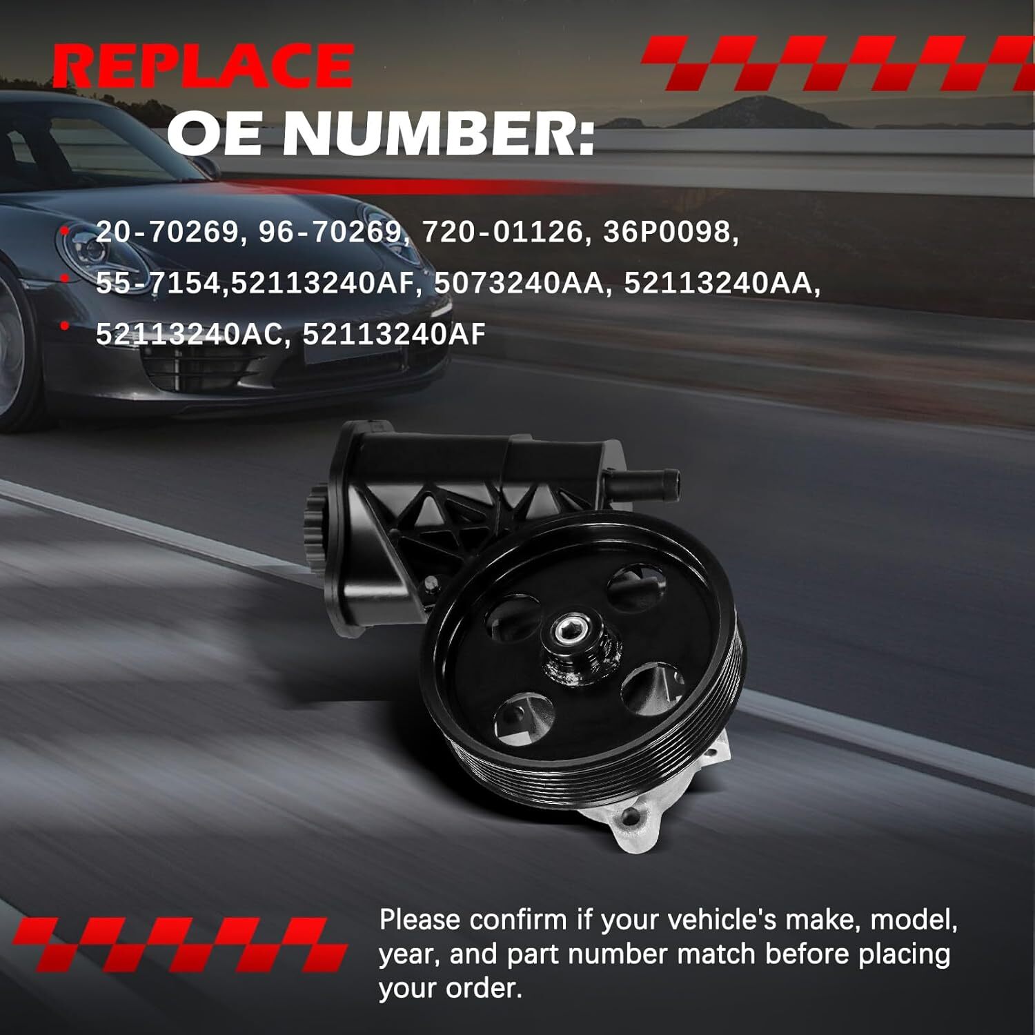 Power Steering Pump w/ Reservoir&Pulley for 2002-07 Dodge Ram 1500 3.7 4.7L 5.7L