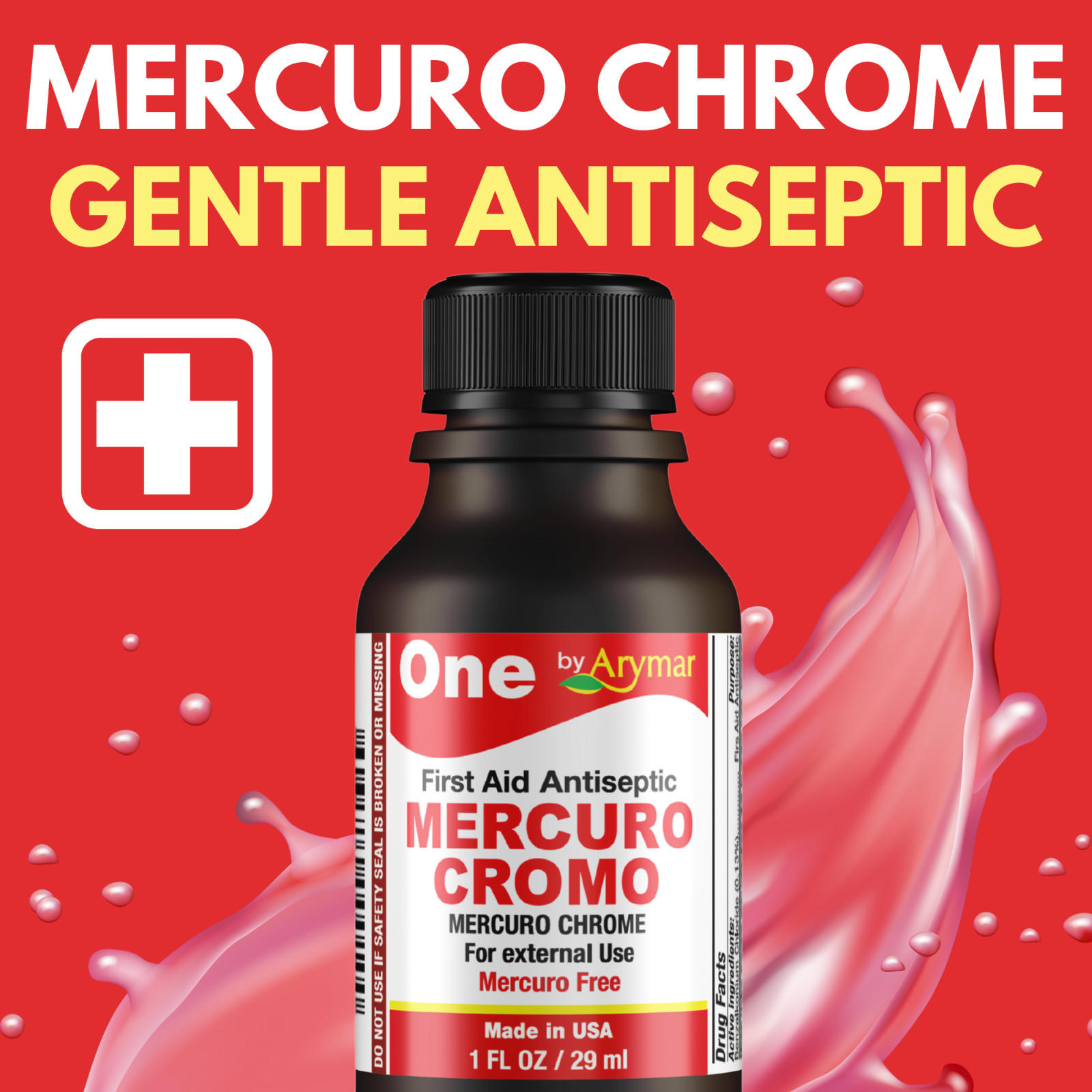 Arymar Mercuro Chromo – First Aid Antiseptic for Wounds, 1 fl oz (6-Pack)