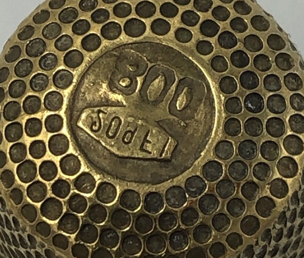 Solid Silver Thimble Gilded Stone Set Italian Approx size 6 Boxed. c1960