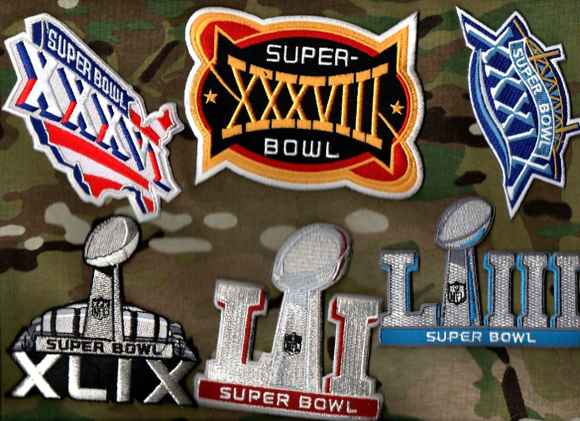 Previous Years of iron/sew-on SUPER BOWL LOGO PATCH: YOUR PICK OF ANY ⭐ONE⭐