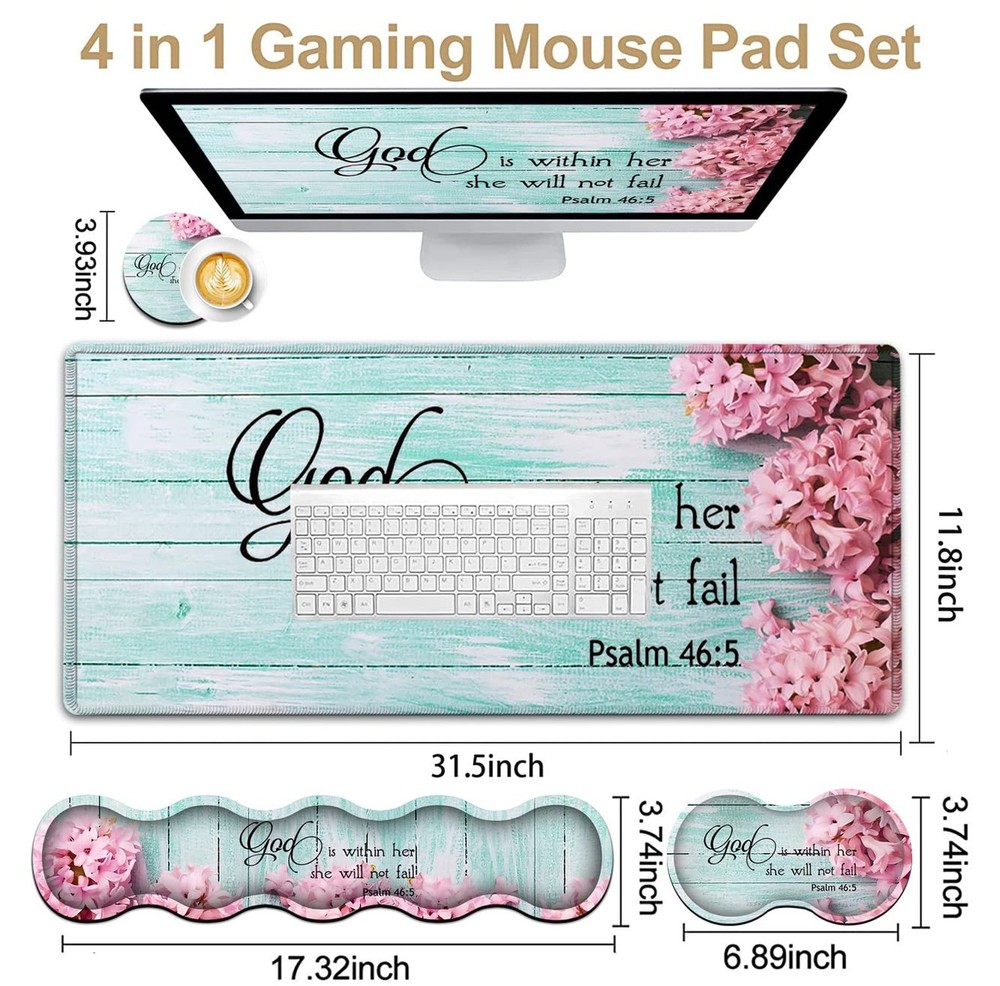 Mouse Pad Set, Large Gaming Mouse Pad + Keyboard Wrist Rest Support + Mouse W...