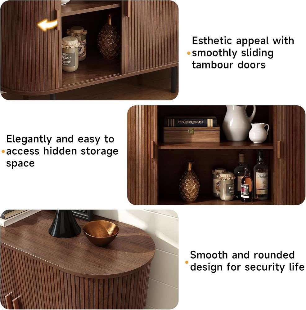 Sideboard Buffet Cabinet Storage with Sliding Doors Adjustable Shelf Modern W...