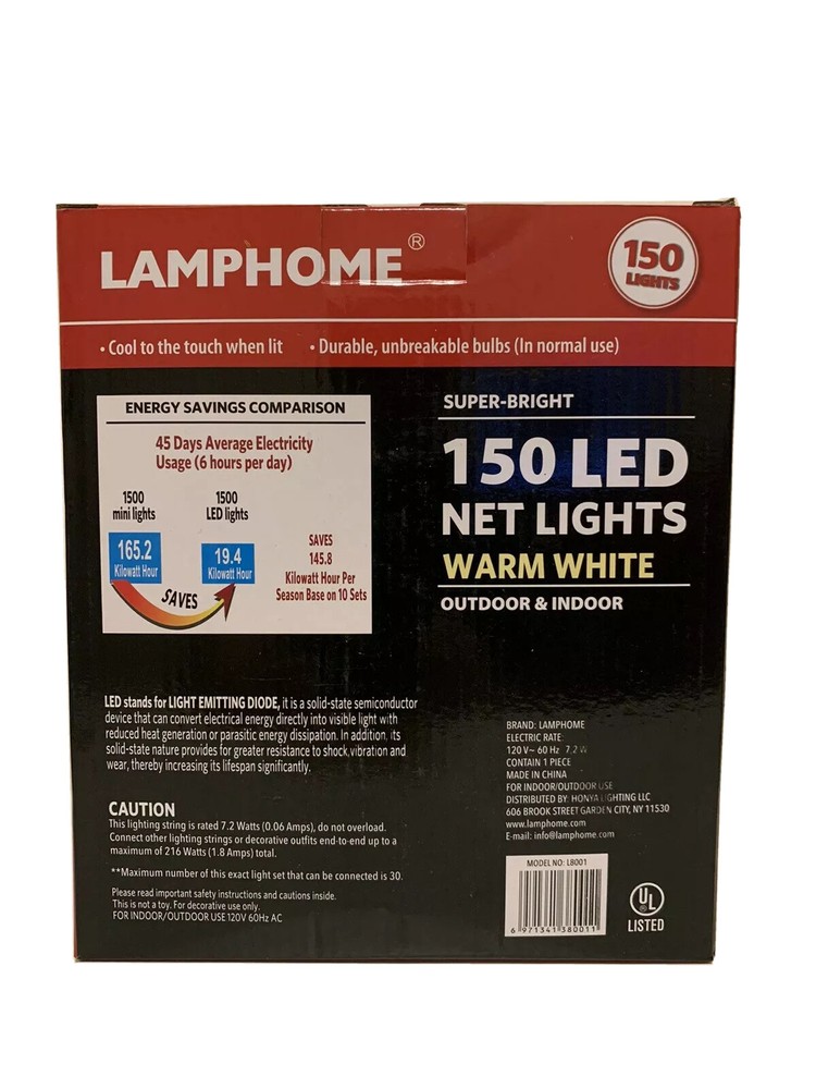 Super Bright 150 LED Net 4"X6" Lights Warm white