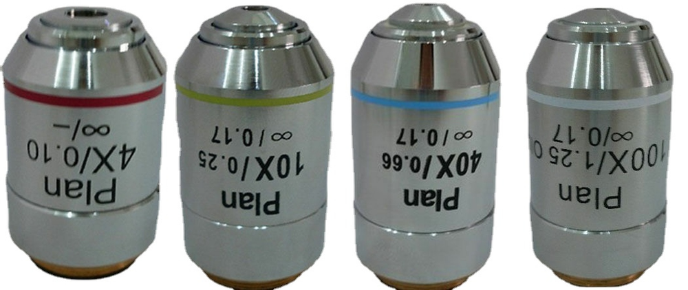 Compound Microscope 4X 10X 40X 100X Infinity Plan Achromatic Objective Lens Set