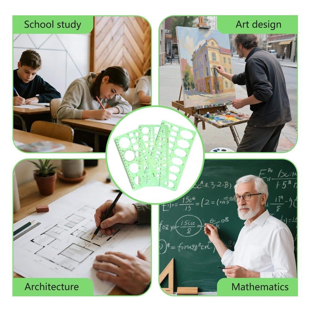 3PCS Circle Template，Plastic Circle Stencils, Geometric Circle Template for D...