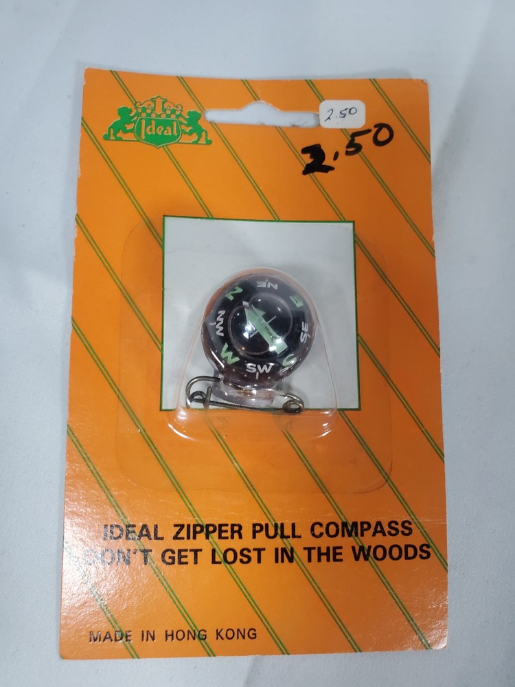Vintage Ideal Zipper Pull Compass New Old Stock