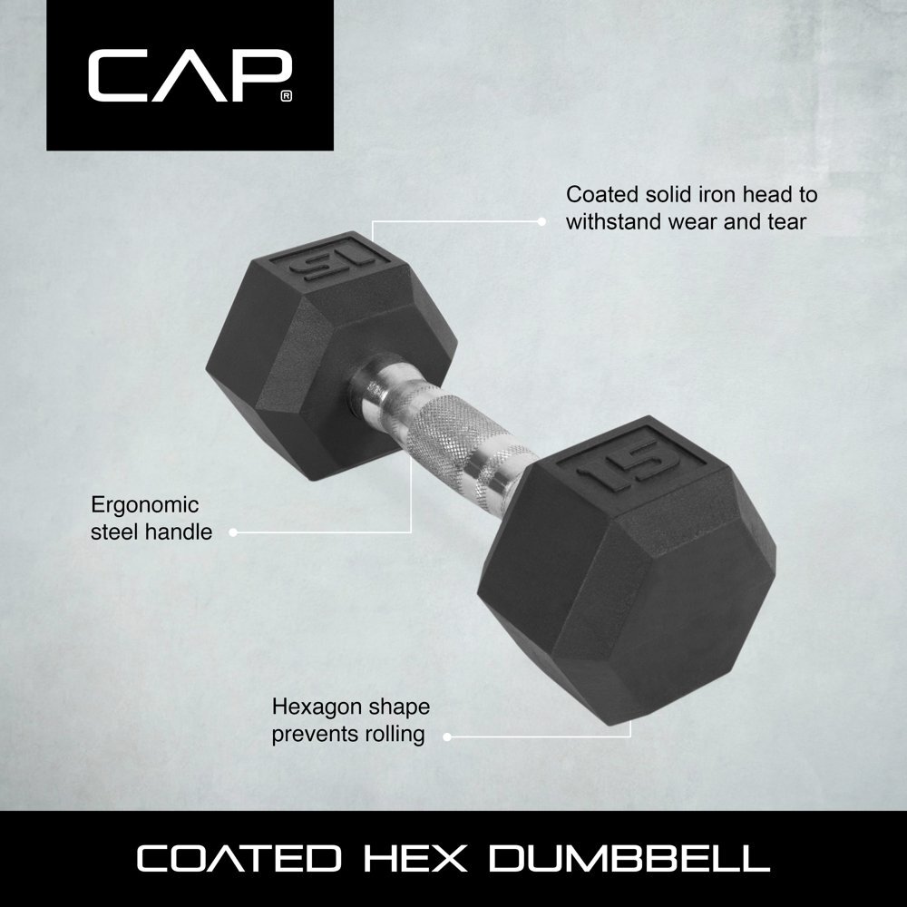 CAP Barbell Rubber-Coated Hex Dumbbells, Set of 2