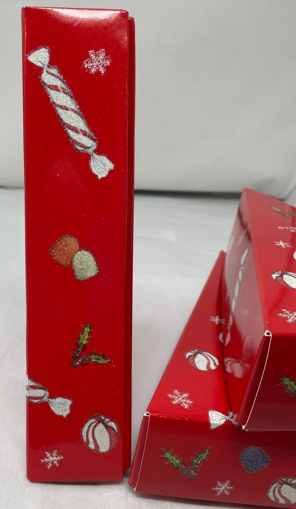 (3) EMPTY Christmas Tree Shape Gift Boxes Stonewall Kitchen 8" x 6"