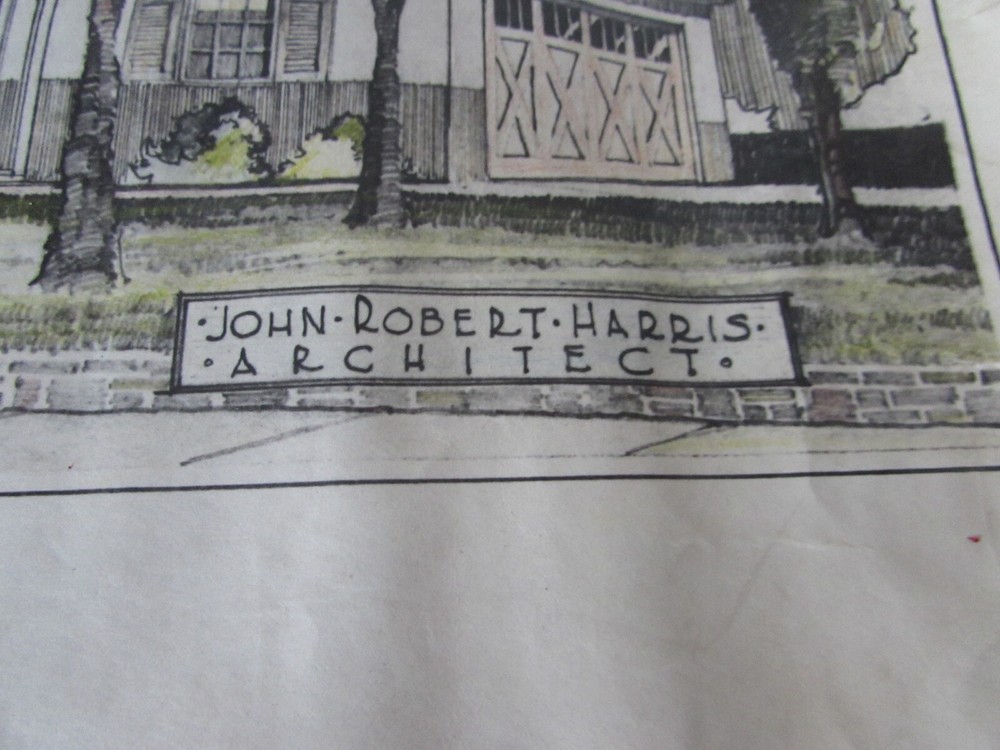 Vintage Architectural Drawing John R. Harris Siebenthal Residence Lancaster CA