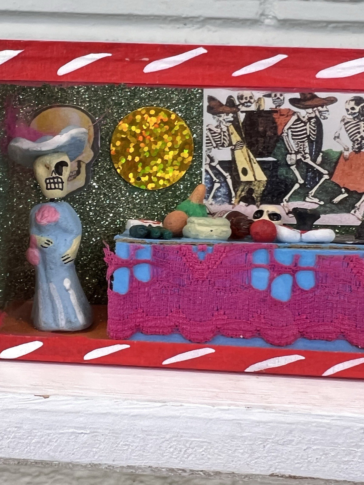 Mexican Day of the Dead Shadow Box Diorama Folk Art 2.5” by 6”