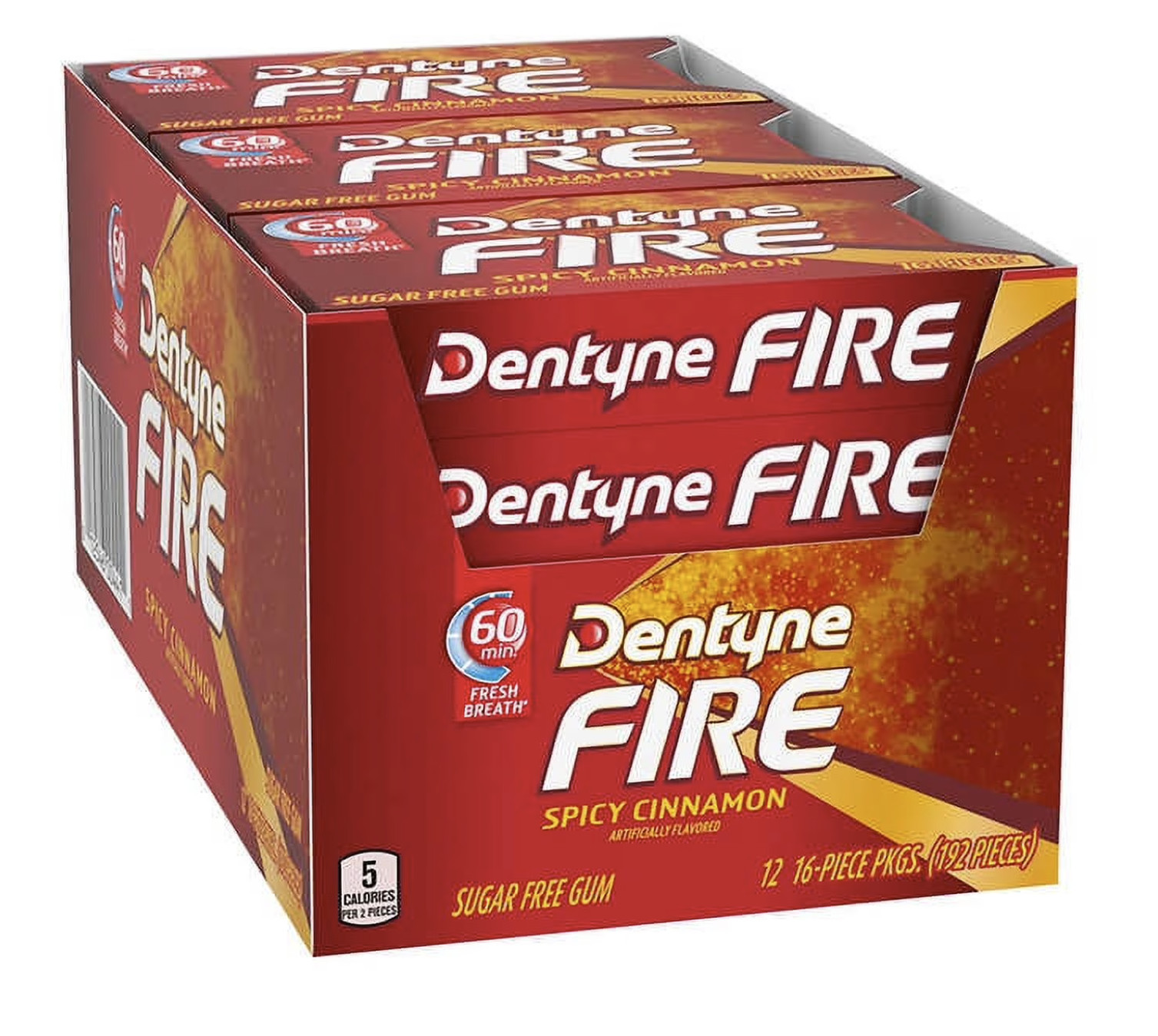 🔥 Dentyne Fire Spicy Cinnamon Gum 12 Pack (192 Pieces) Sugar Free Bulk Case